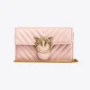 Mini Sacs|PINKO Portefeuille Love Bag Chevron Rose/Rose Poudre-Or Antique