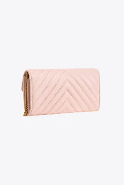 Mini Sacs|PINKO Portefeuille Love Bag Chevron Rose/Rose Poudre-Or Antique