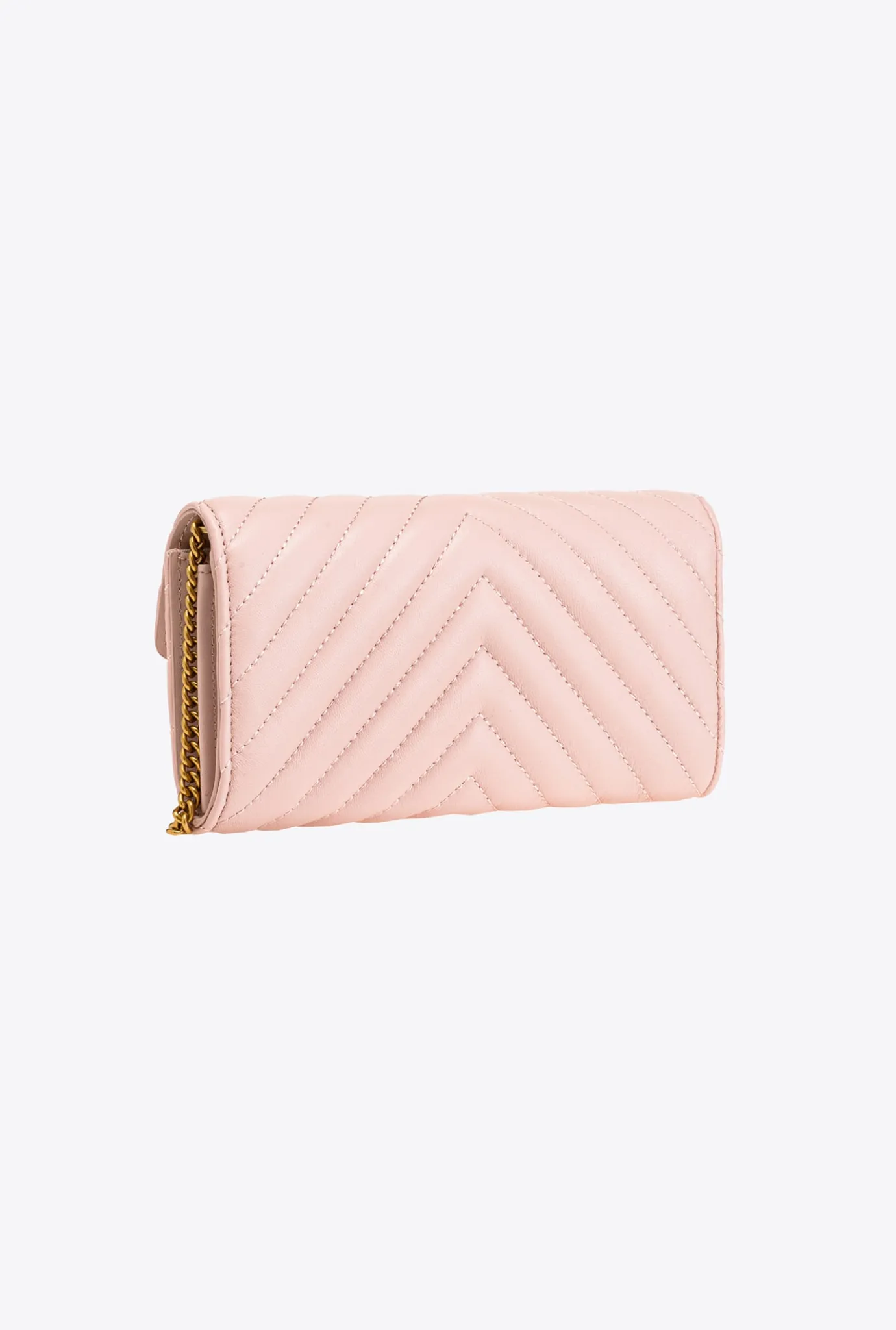 Mini Sacs|PINKO Portefeuille Love Bag Chevron Rose/Rose Poudre-Or Antique