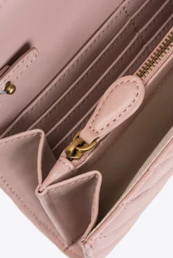 Mini Sacs|PINKO Portefeuille Love Bag Chevron Rose/Rose Poudre-Or Antique