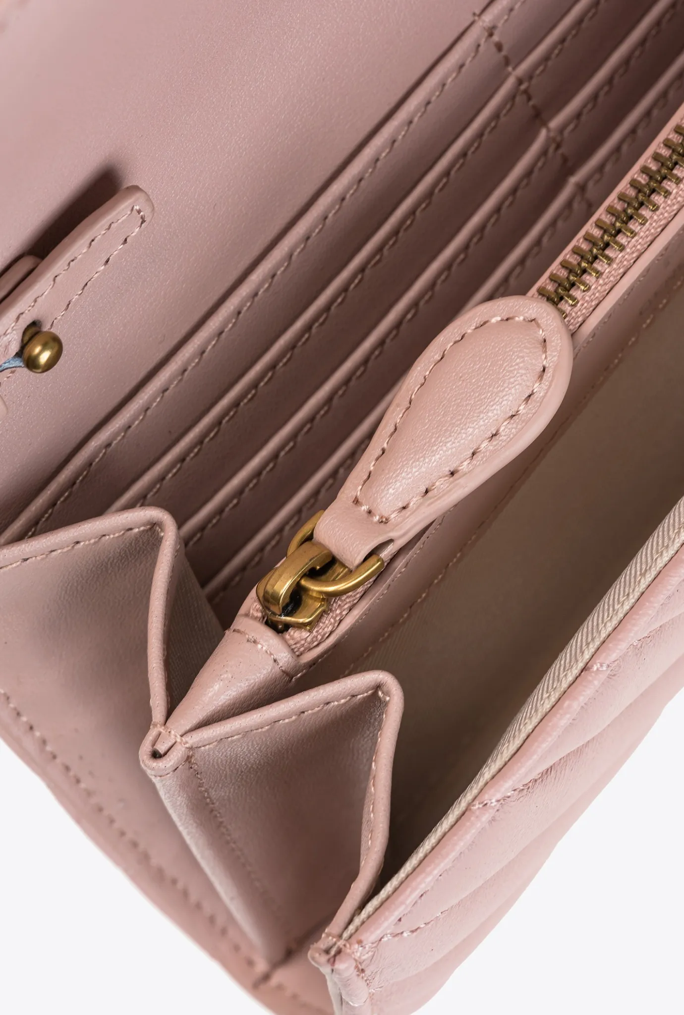 Mini Sacs|PINKO Portefeuille Love Bag Chevron Rose/Rose Poudre-Or Antique