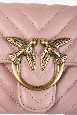 Mini Sacs|PINKO Portefeuille Love Bag Chevron Rose/Rose Poudre-Or Antique