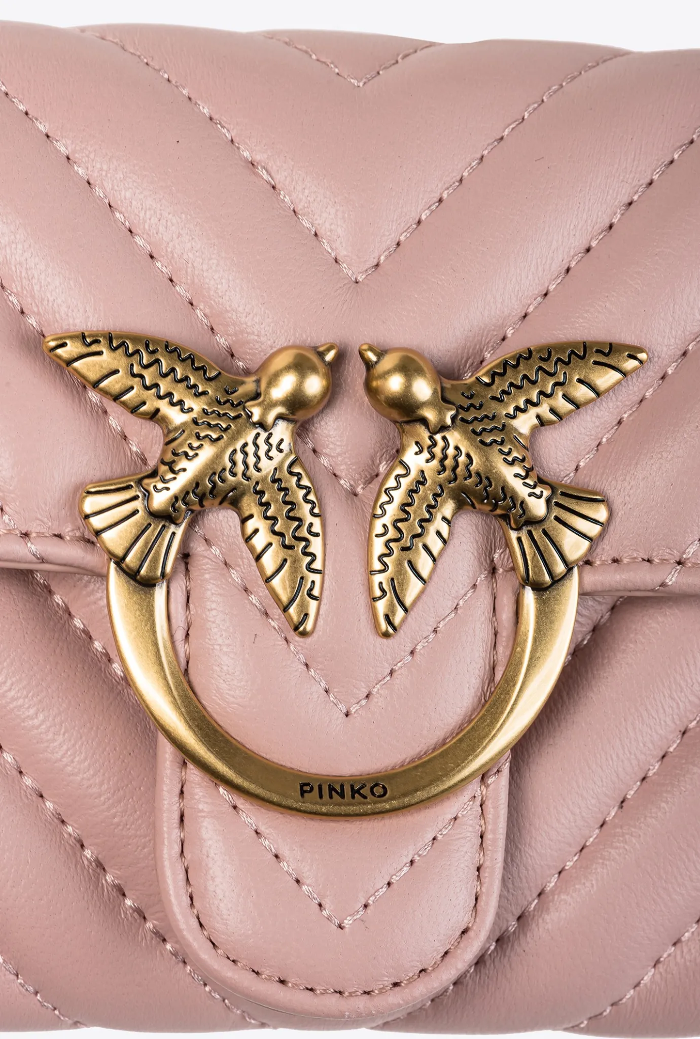 Mini Sacs|PINKO Portefeuille Love Bag Chevron Rose/Rose Poudre-Or Antique