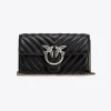 Mini Sacs|PINKO Portefeuille Love Bag Chevron Noir-Vieil Argent