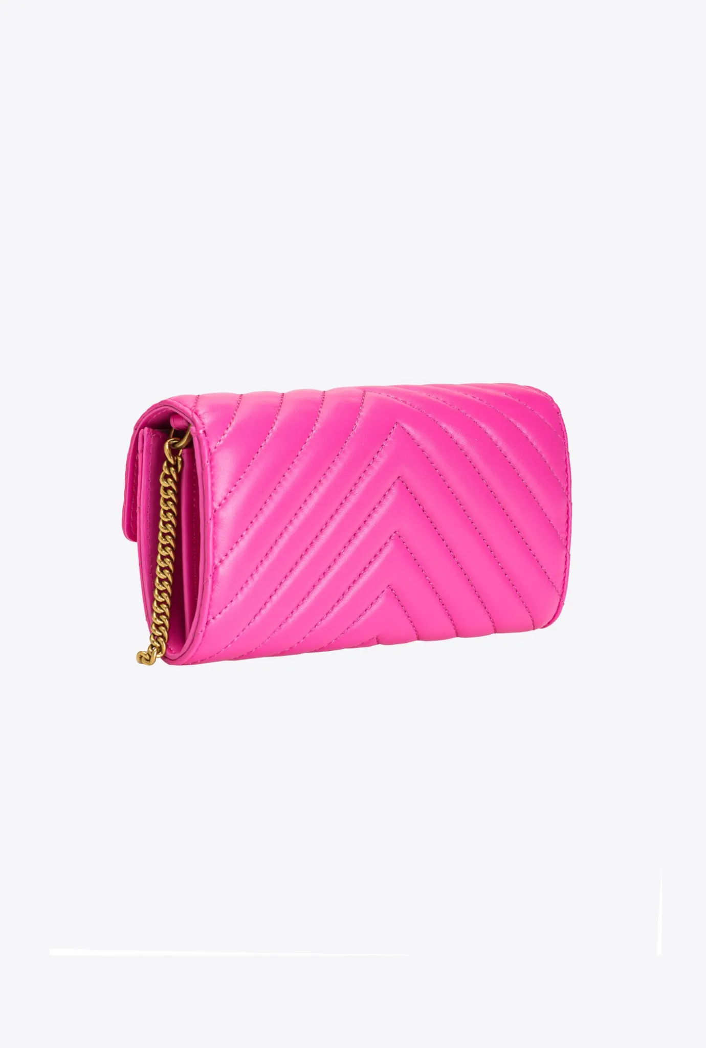 Mini Sacs|PINKO Portefeuille Love Bag Chevron Fuchsia-Or Antique