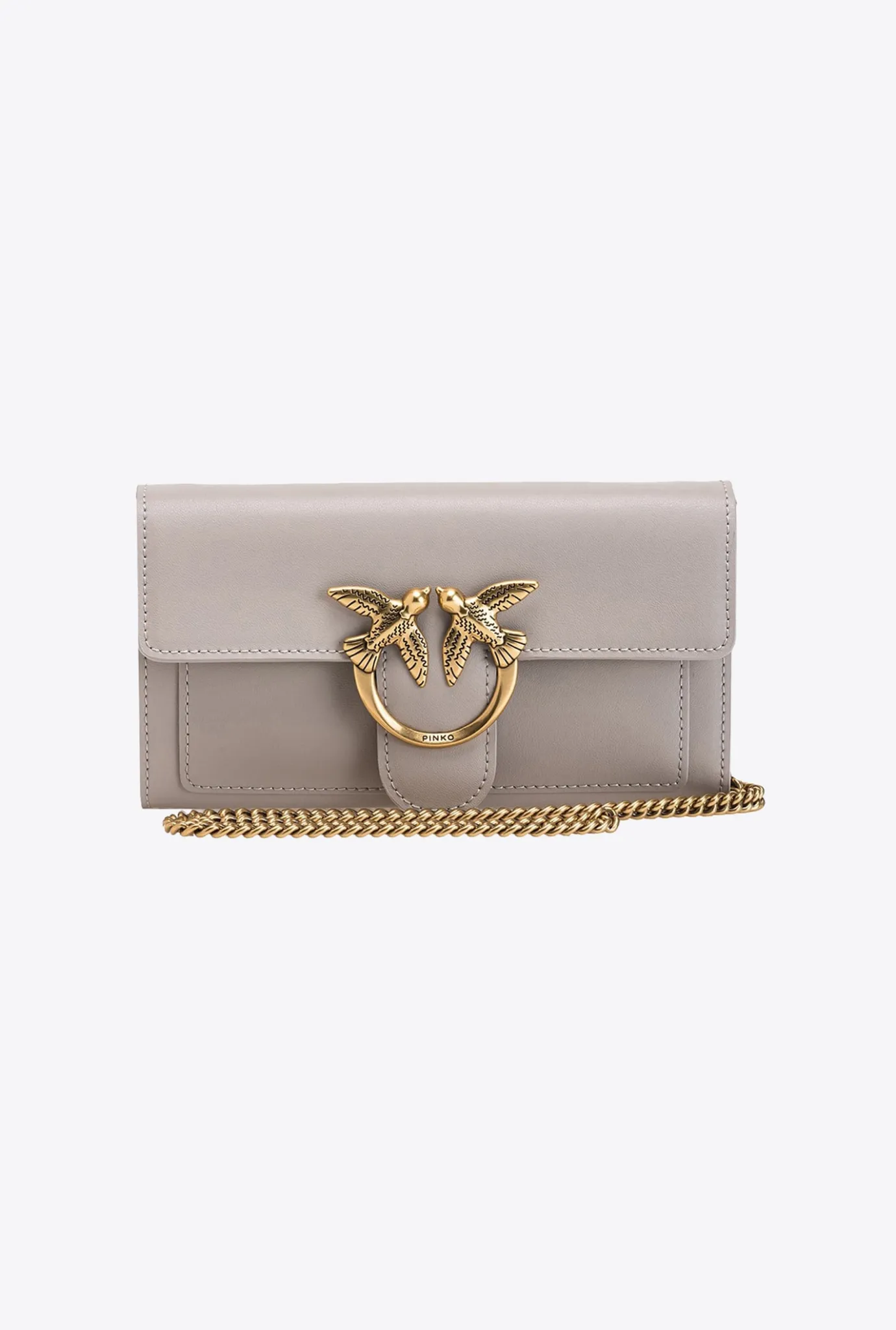 Sacs À Bandoulière|PINKO Portefeuille Love Bag Simply Gris Manchot-Or Antique