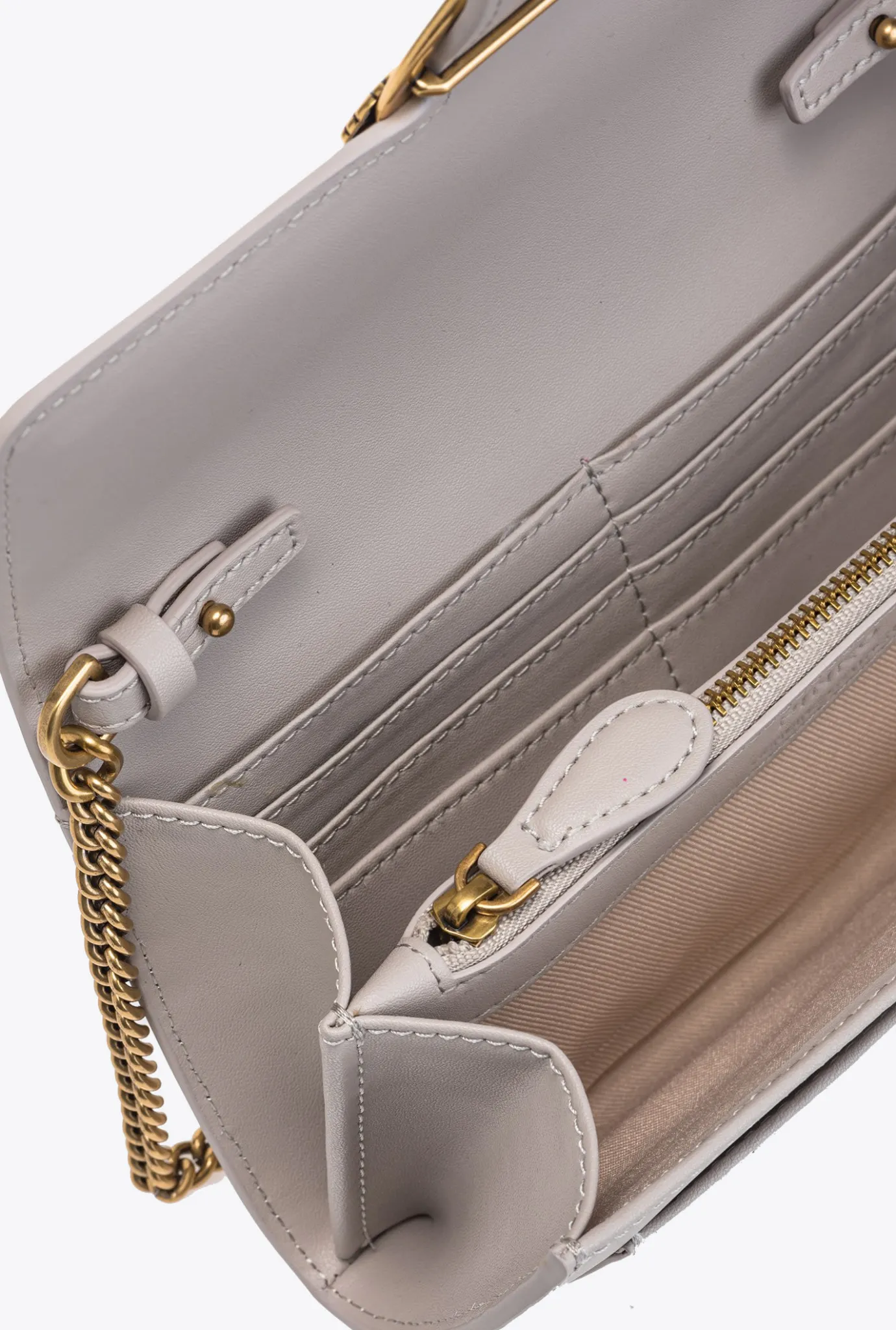 Sacs À Bandoulière|PINKO Portefeuille Love Bag Simply Gris Manchot-Or Antique