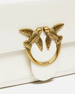 Sacs À Bandoulière|PINKO Portefeuille Love Bag Simply Blanc+Blanc-Or Antique