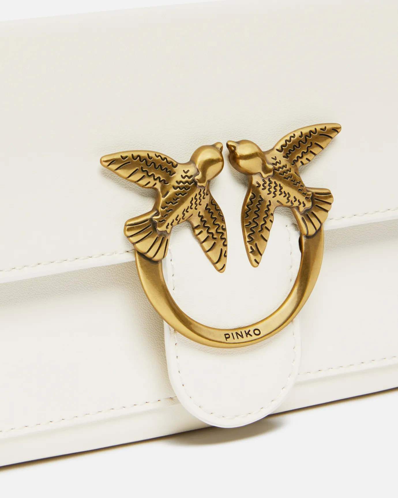 Sacs À Bandoulière|PINKO Portefeuille Love Bag Simply Blanc+Blanc-Or Antique