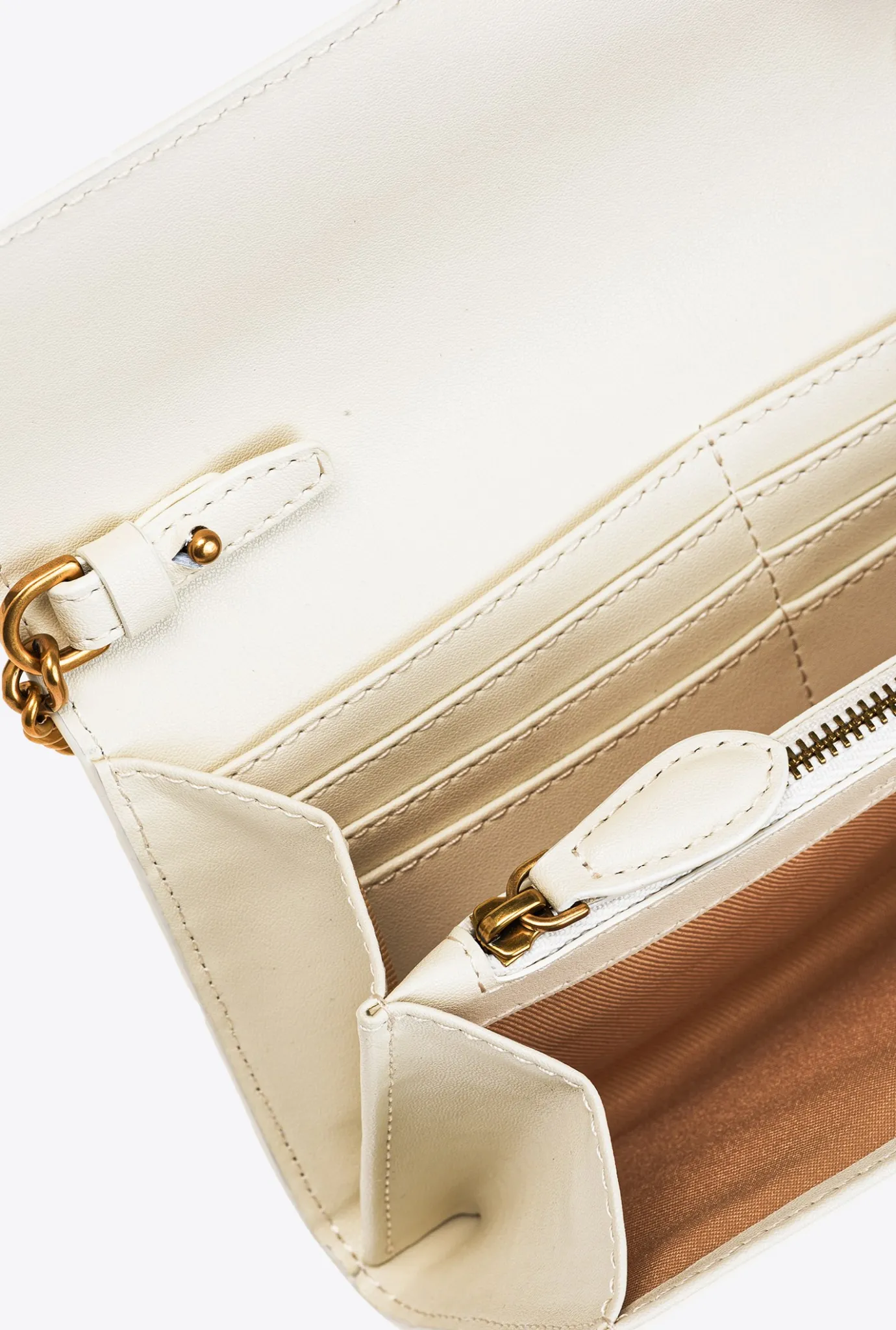 Sacs À Bandoulière|PINKO Portefeuille Love Bag Simply Blanc+Blanc-Or Antique