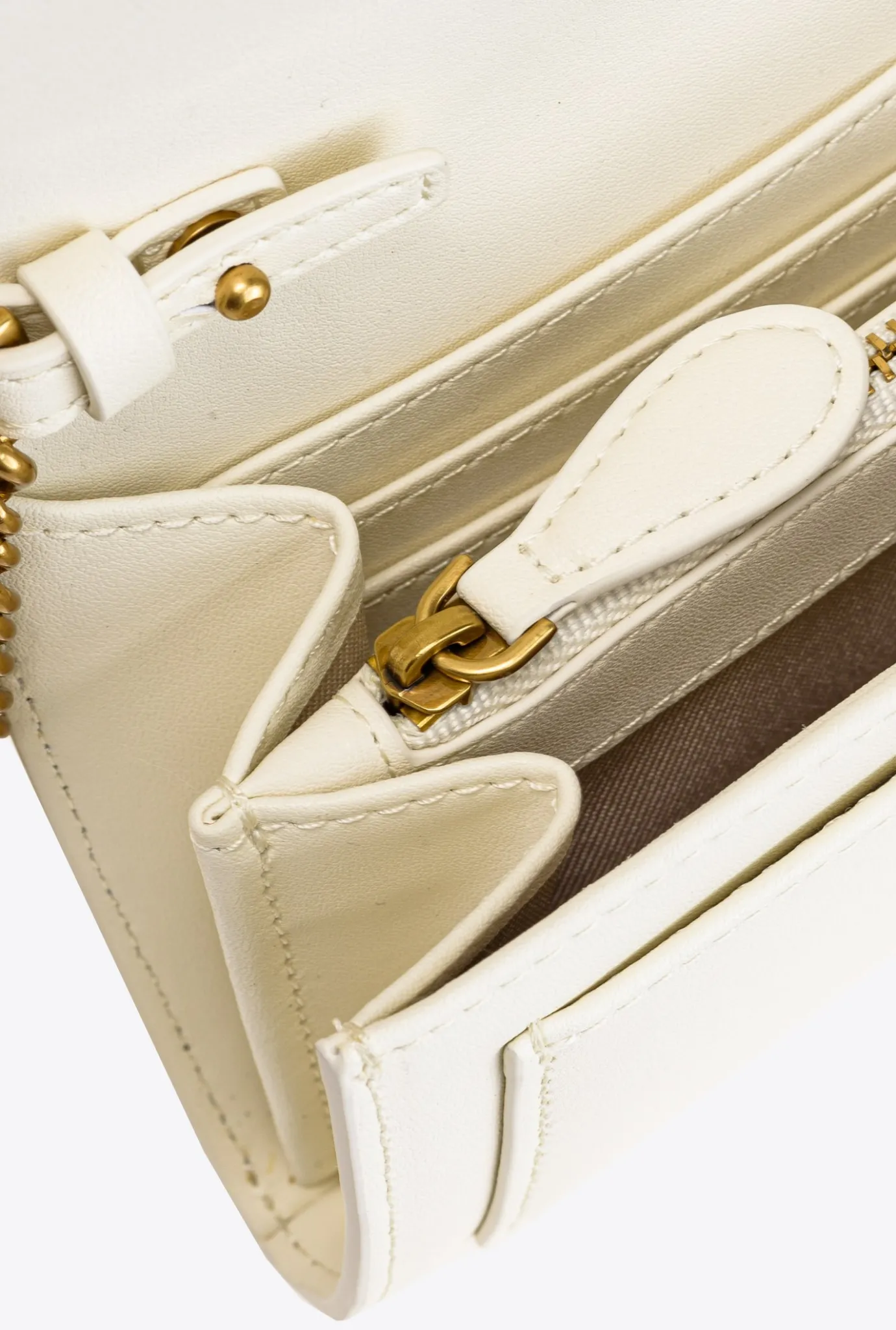 Sacs À Bandoulière|PINKO Portefeuille Love Bag Simply Blanc+Blanc-Or Antique