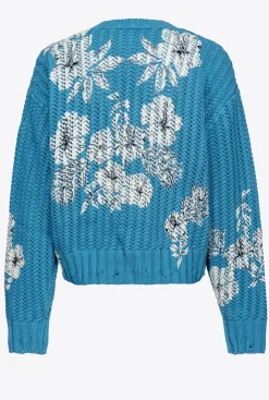 Pièces En Maille|PINKO Pull A Imprime Floral Graphique Turquoise/Beurre/Noir