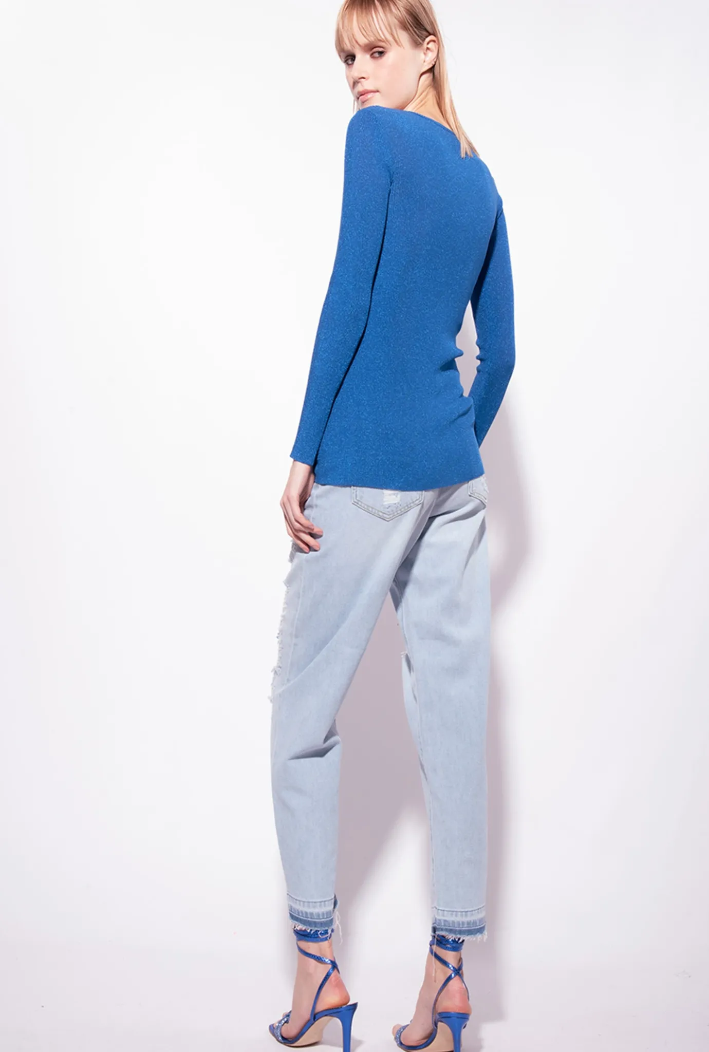 Pièces En Maille|PINKO Pull A Lacets Croises Bleu Imperial