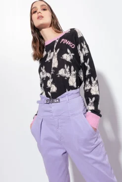 Pièces En Maille|PINKO Pull A Lapins Noir/Gris/Blanc