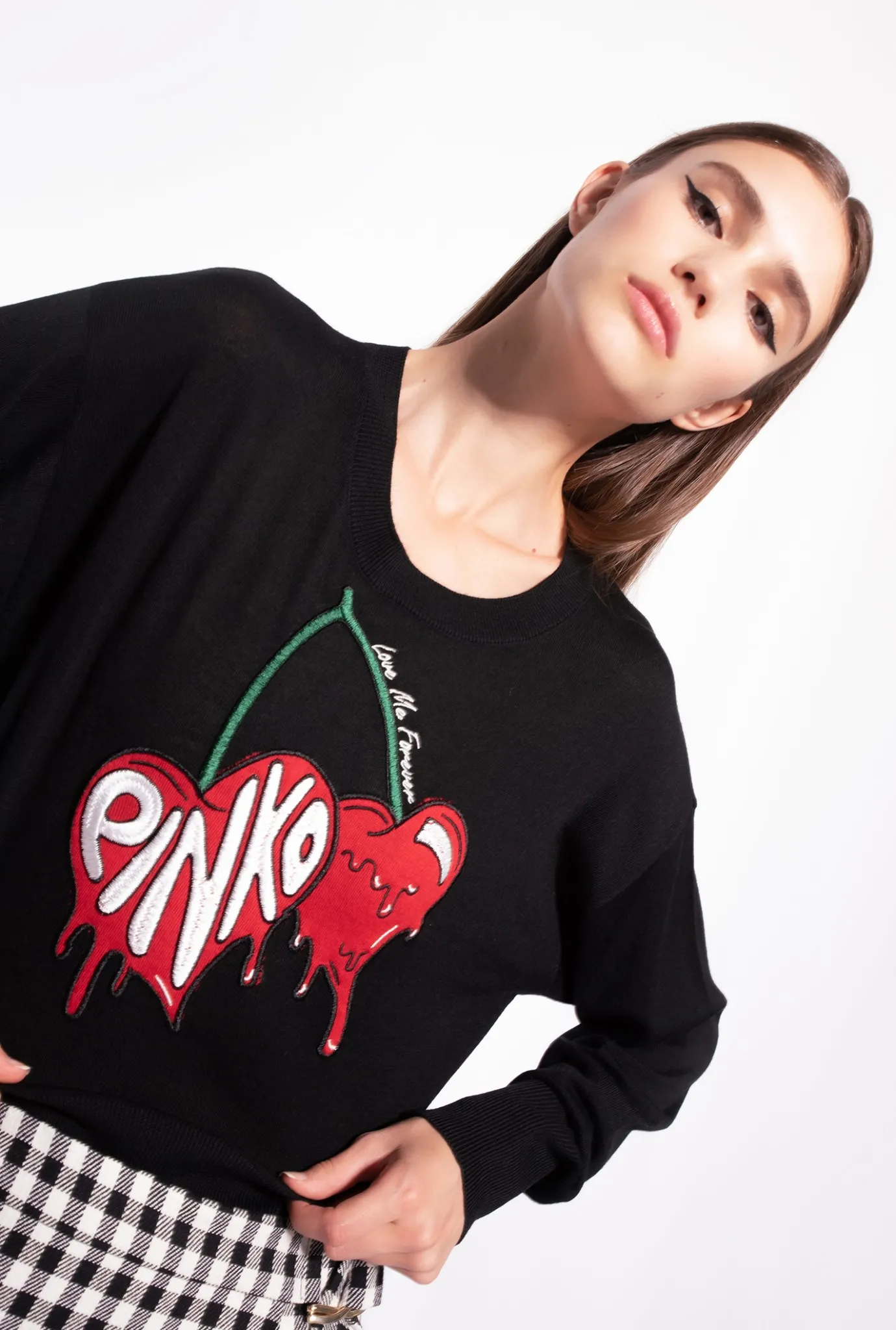Pièces En Maille|PINKO Pull Avec Broderie Cerise Multi. Noir/Rouge