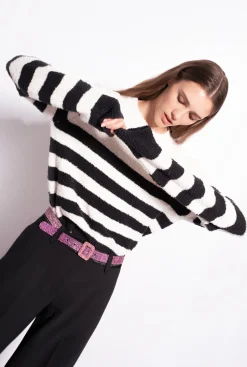 Pièces En Maille|PINKO Pull Avec Coeur En Intarsia Multi. Blanc/Noir/Rouge