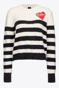 Pièces En Maille|PINKO Pull Avec Coeur En Intarsia Multi. Blanc/Noir/Rouge