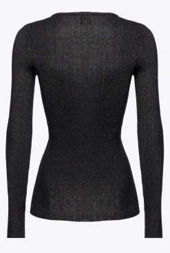 Pièces En Maille|PINKO Pull Col V A Lacets Croises Noir Limousine