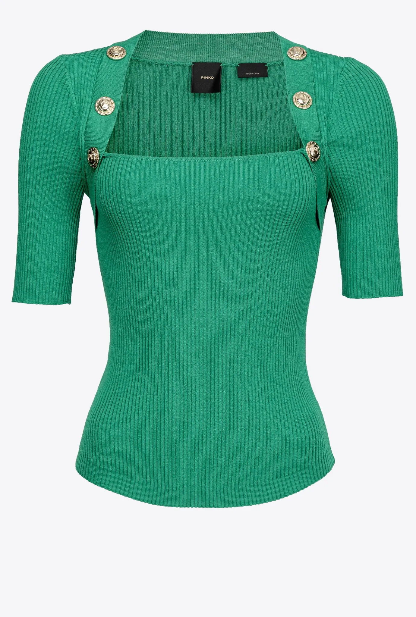 Pièces En Maille|PINKO Pull Cotele A Boutons Dores Amazonie