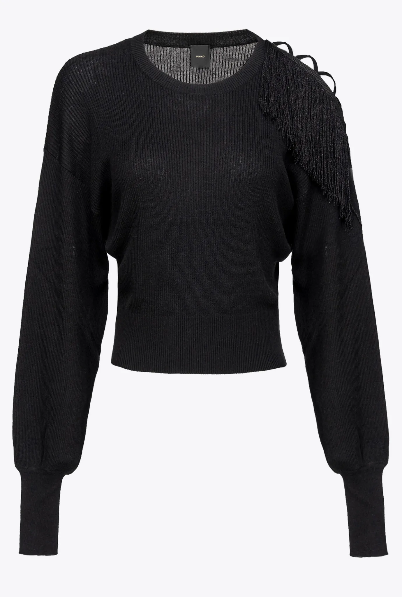 Pièces En Maille|PINKO Pull Cotele A Franges Noir Limousine