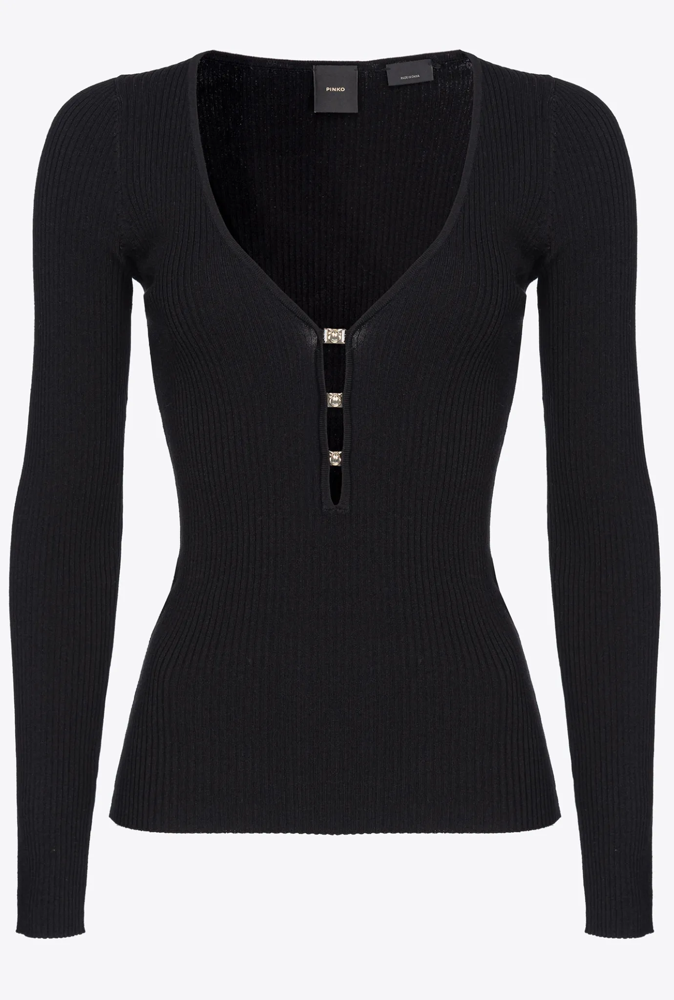 Pièces En Maille|PINKO Pull Cotele A Manches Longues Noir Limousine