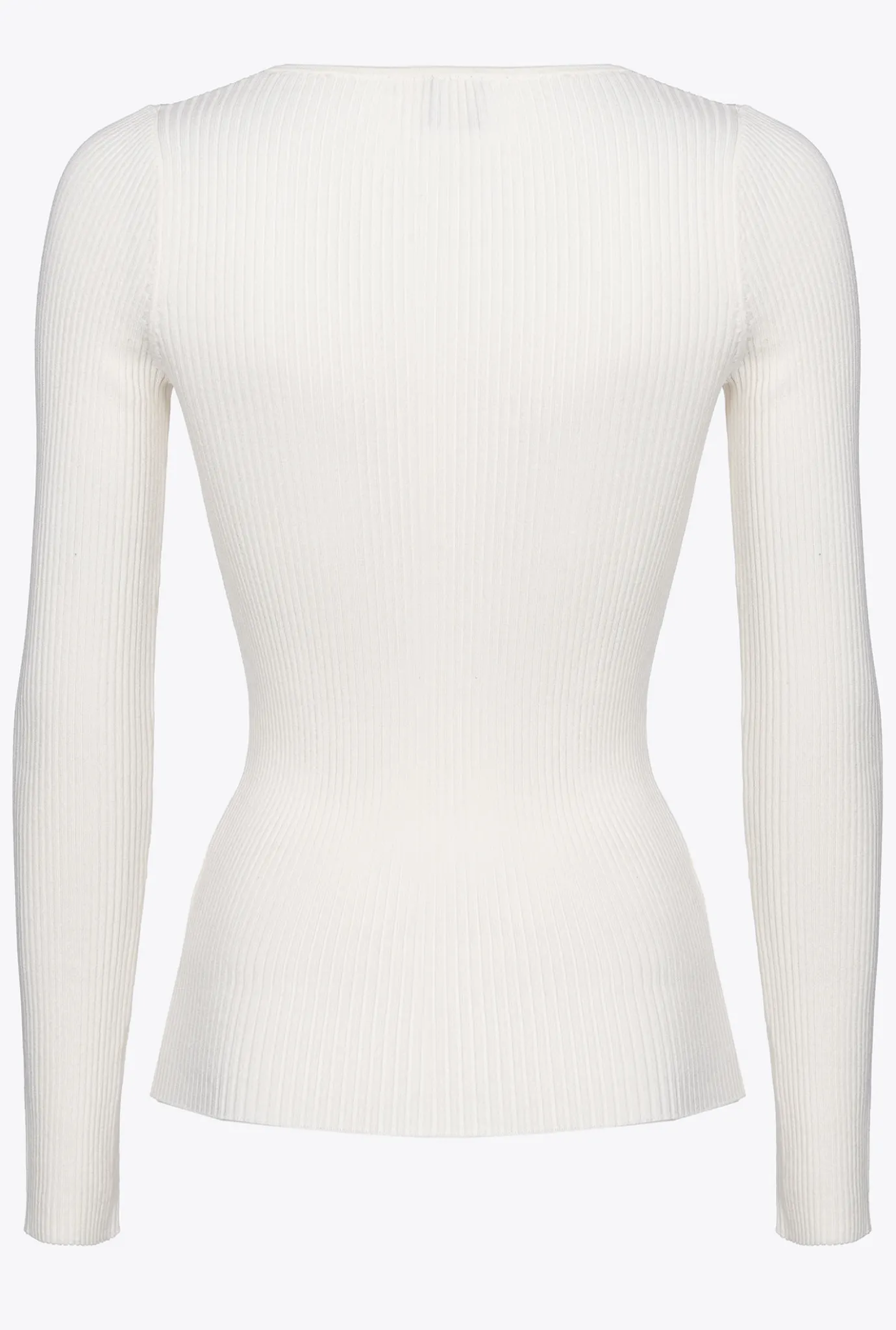 Pièces En Maille|PINKO Pull Cotele A Manches Longues Blanc Soie