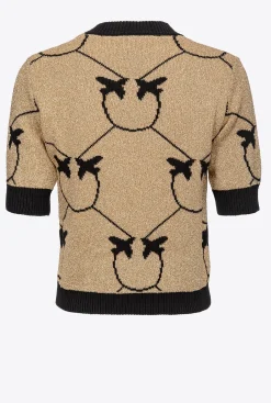 Tailleurs Et Ensembles|PINKO Pull Court En Jacquard Monogram Or/Noir