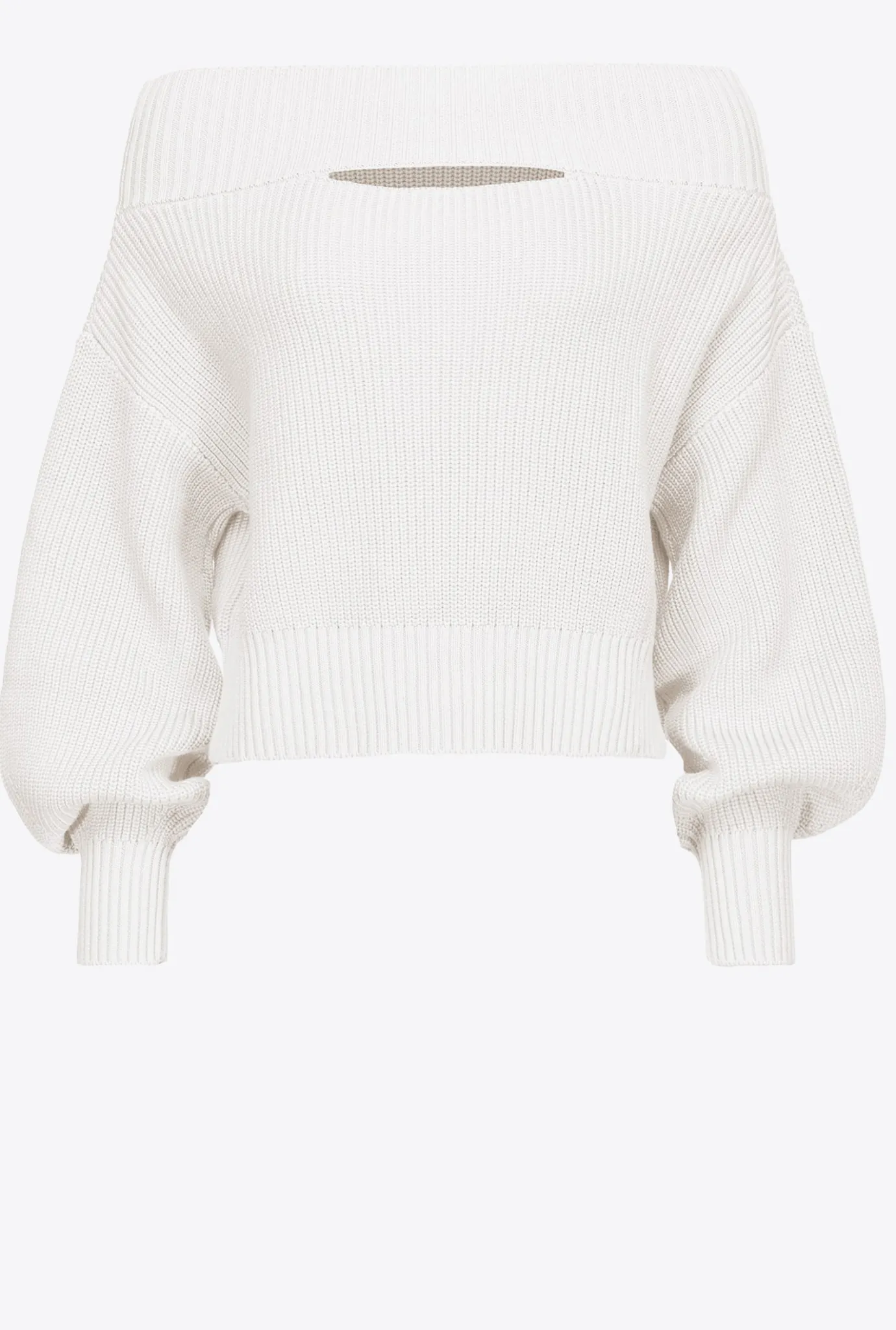 Pièces En Maille|PINKO Pull En Cotes Anglaises A Epaules Denudees Blanc Soie