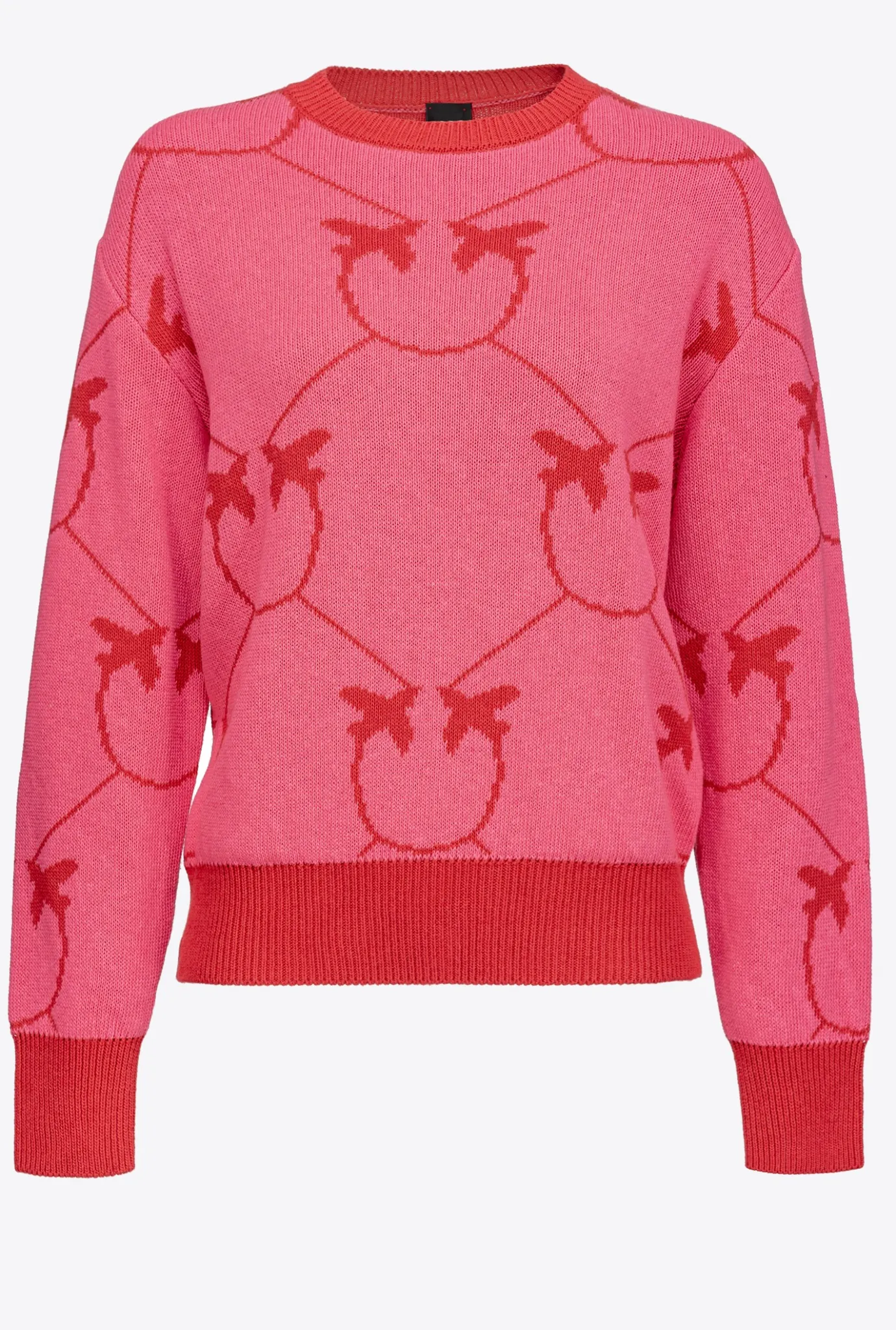 Pièces En Maille|PINKO Pull En Jacquard Monogram Fuchsia/Rouge