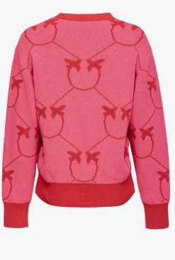 Pièces En Maille|PINKO Pull En Jacquard Monogram Fuchsia/Rouge