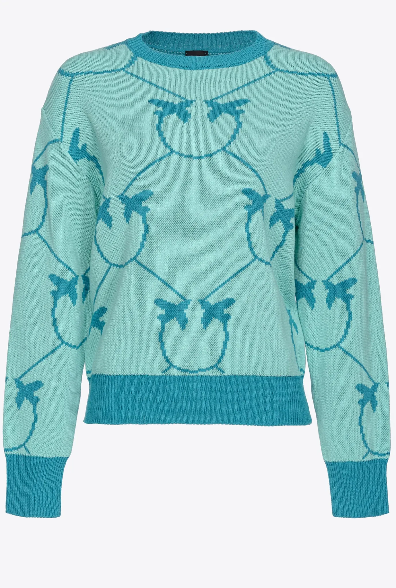 Pièces En Maille|PINKO Pull En Jacquard Monogram Vert D’Eau/Sarcelle
