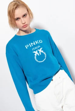 Pièces En Maille|PINKO Pull Love Birds Bleu Directoire