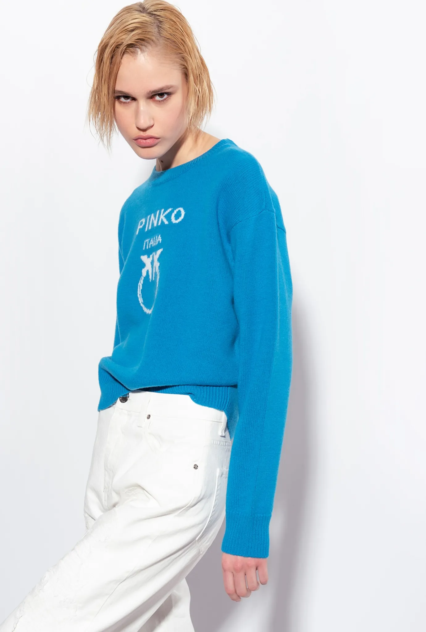 Pièces En Maille|PINKO Pull Love Birds Bleu Directoire