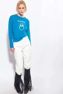 Pièces En Maille|PINKO Pull Love Birds Bleu Directoire