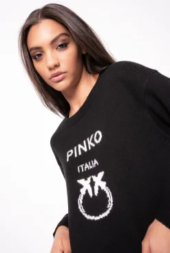 Pièces En Maille|PINKO Pull Love Birds Noir/Blanc