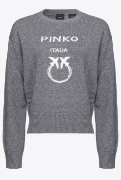 Pièces En Maille|PINKO Pull Love Birds Gris Pluie Fine