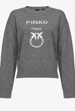 Pièces En Maille|PINKO Pull Love Birds Gris Pluie Fine