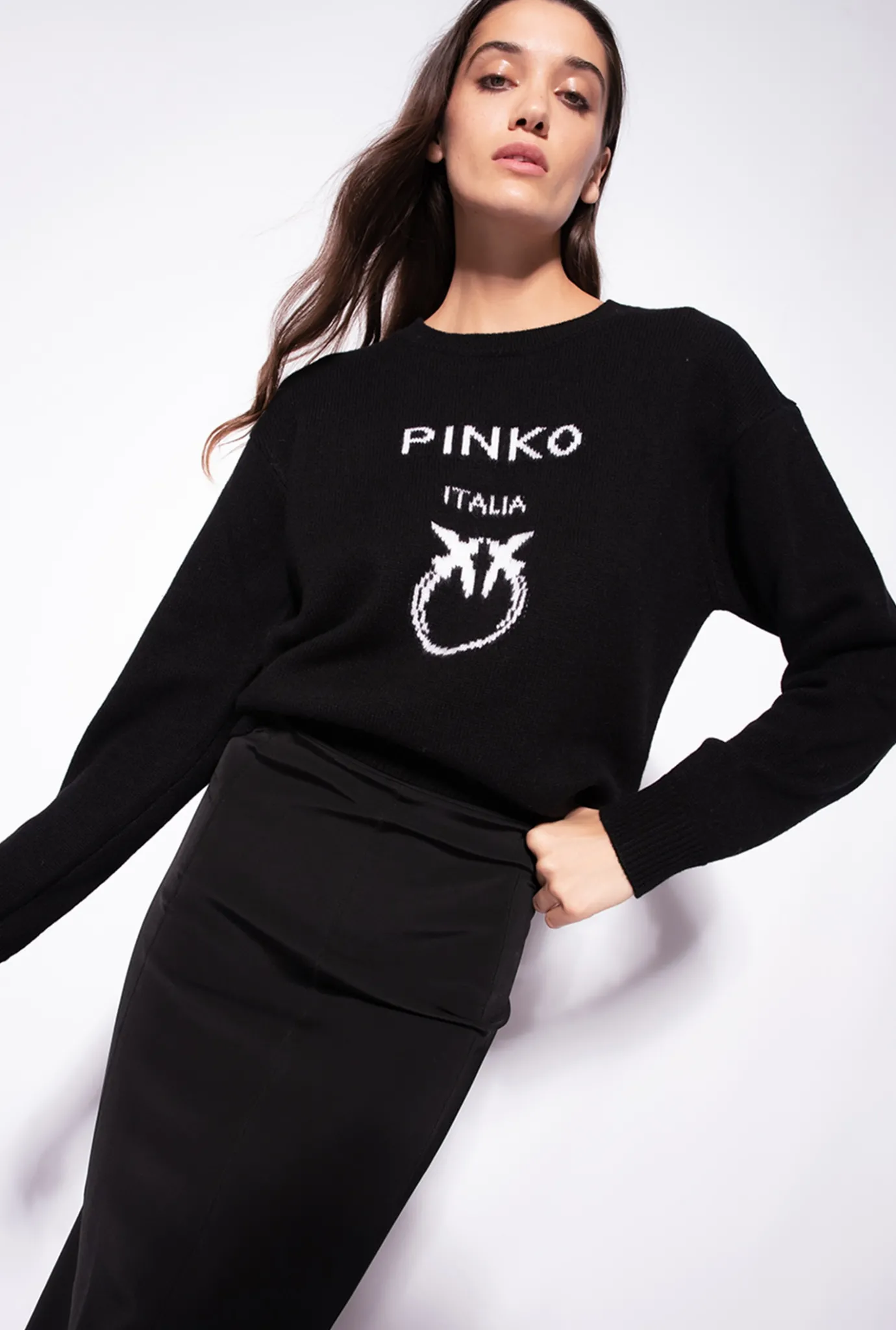Pièces En Maille|PINKO Pull Love Birds Noir/Blanc