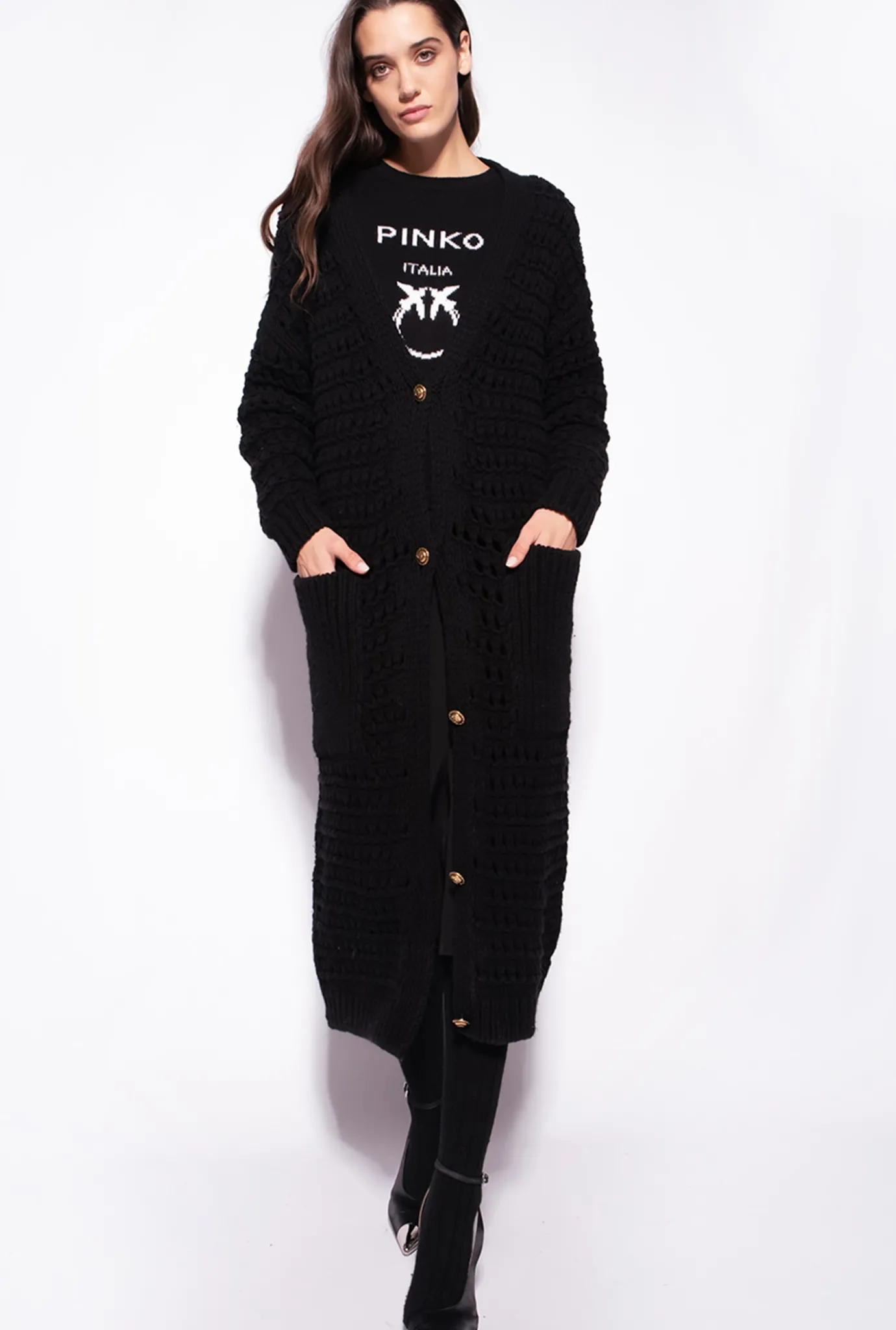 Pièces En Maille|PINKO Pull Love Birds Noir/Blanc