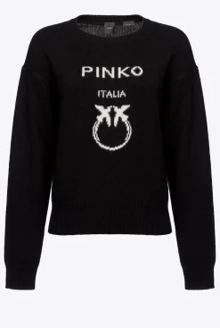 Pièces En Maille|PINKO Pull Love Birds Noir/Blanc