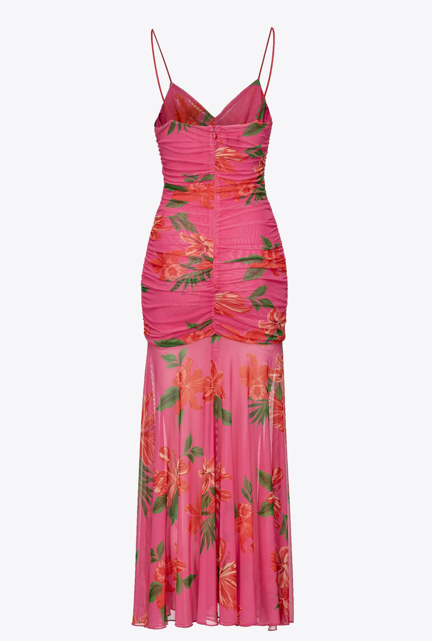 Robes|PINKO Robe Ajustee A Imprime Floral Mult. Fuchsia/Rouge