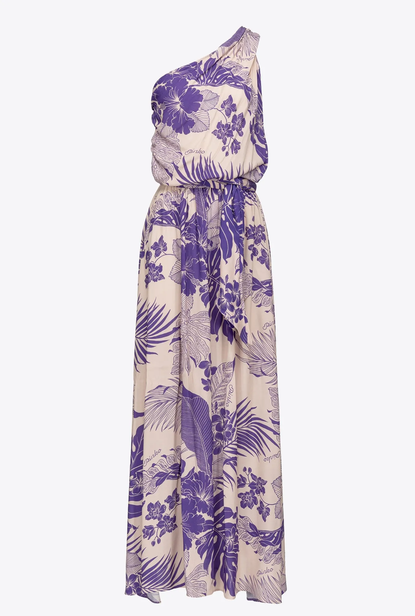 Robes|PINKO Robe Asymetrique A Imprime Tropical Nude/Violet
