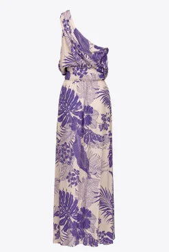 Robes|PINKO Robe Asymetrique A Imprime Tropical Nude/Violet