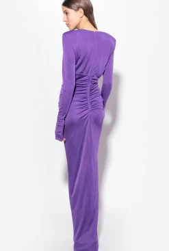 Robes|PINKO Robe Asymetrique Brillante Violet Pensee