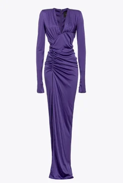 Robes|PINKO Robe Asymetrique Brillante Violet Pensee