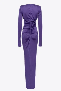 Robes|PINKO Robe Asymetrique Brillante Violet Pensee