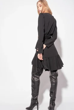 Robes|PINKO Robe Avec Ceinture Love Birds Noir Limousine