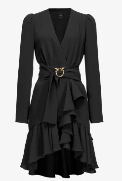 Robes|PINKO Robe Avec Ceinture Love Birds Noir Limousine