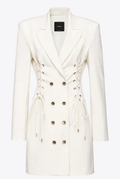 Vestes|PINKO Robe Blazer A Lacets Rose Fume Blanc