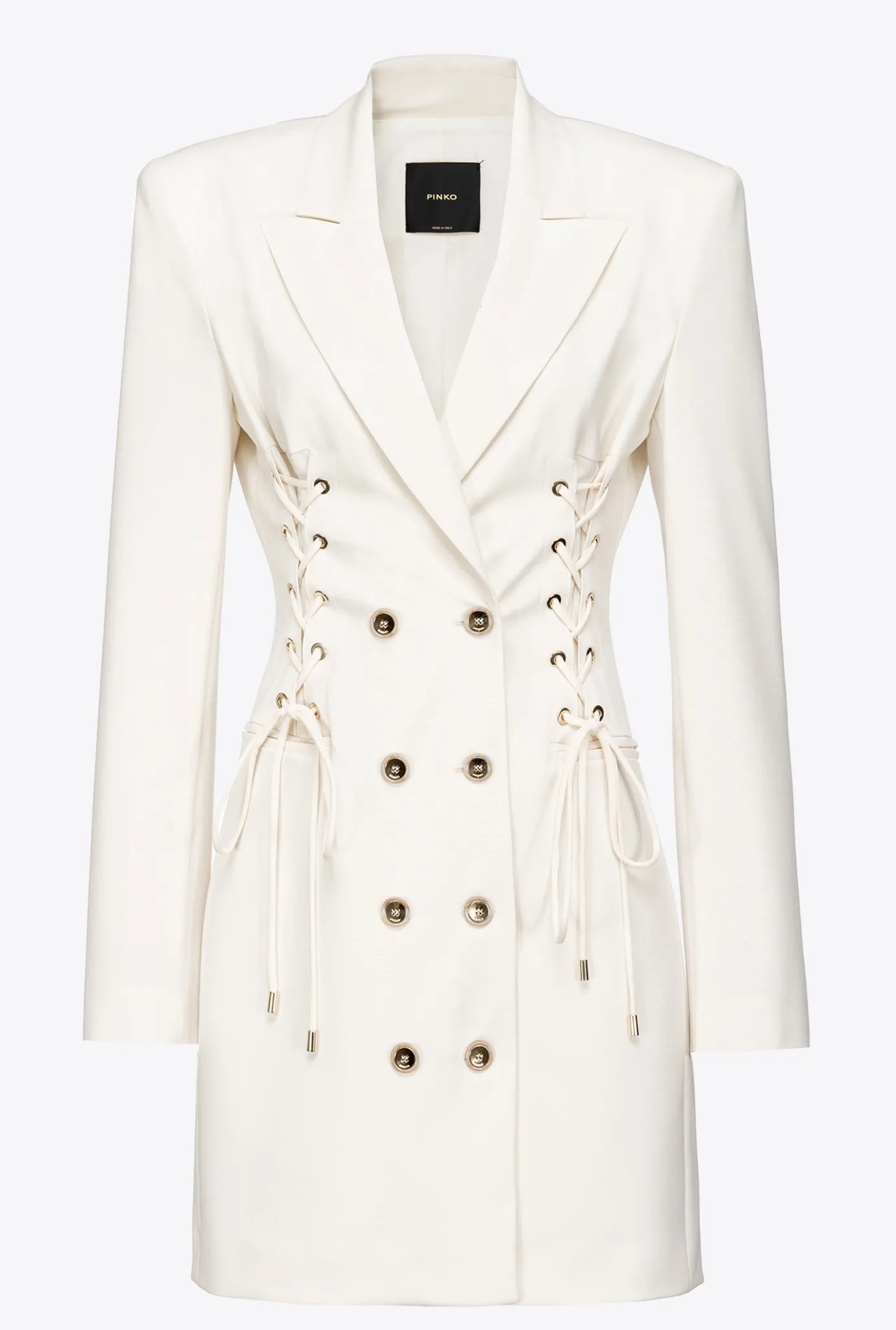 Vestes|PINKO Robe Blazer A Lacets Rose Fume Blanc
